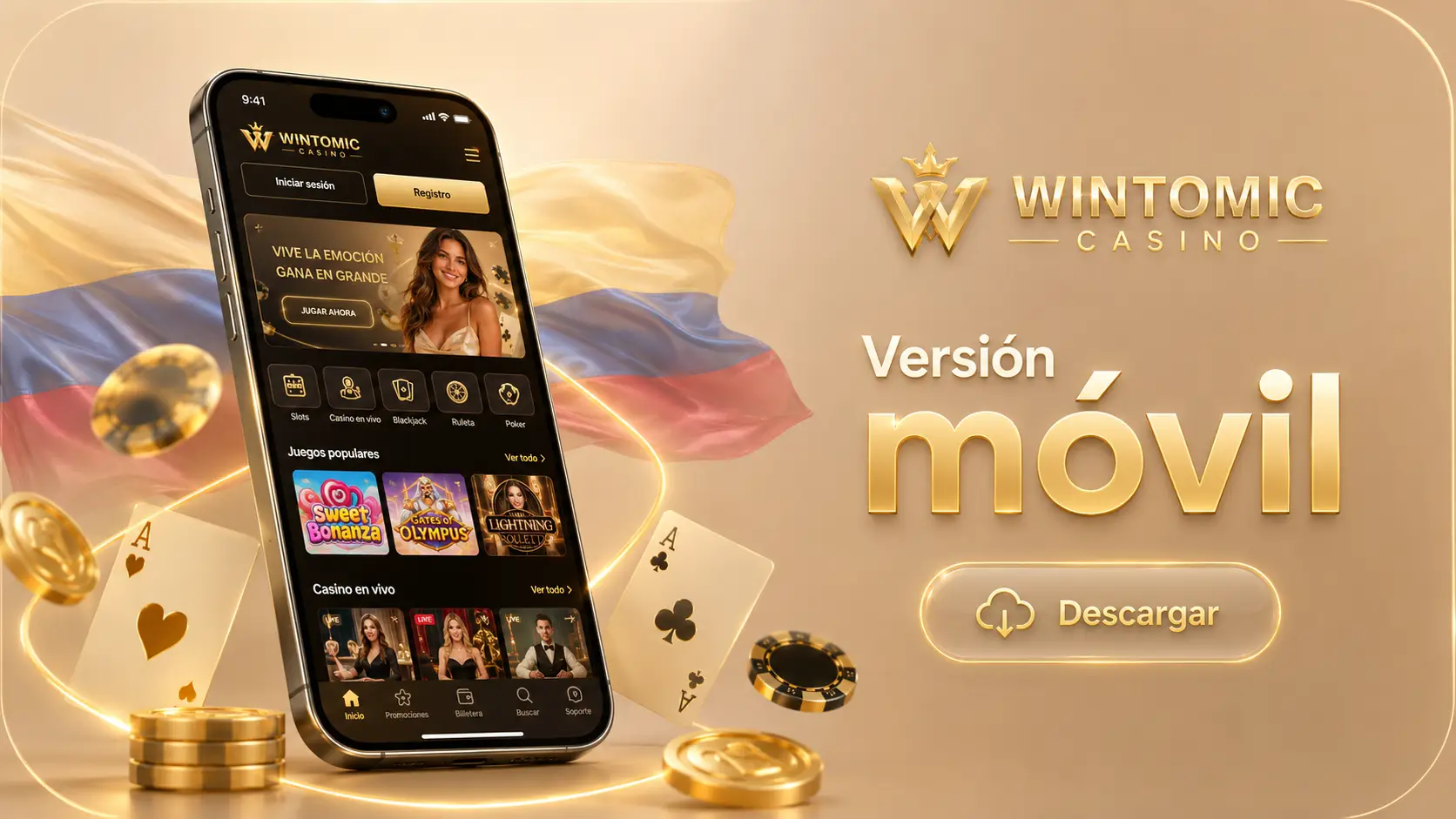 Versión móvil y aplicación de Wintomic Casino